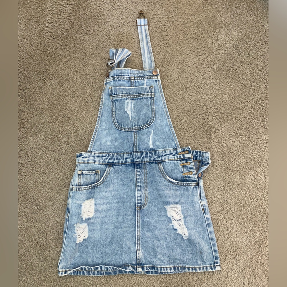 Jean skirt overalls